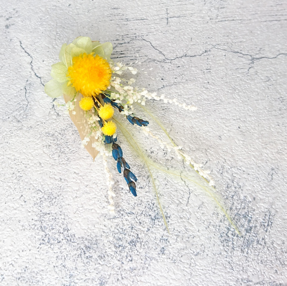 【一点限定】本物のお花のアクセサリー ピアス イヤリング プリザーブドフラワー ウェディング ナチュラル イエロー 5枚目の画像