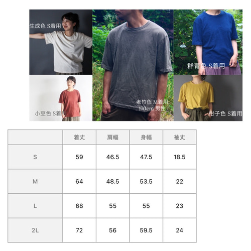 草木染め 吊り編み天竺Tシャツ 〔5colors〕藍染め/草木染め Tシャツ