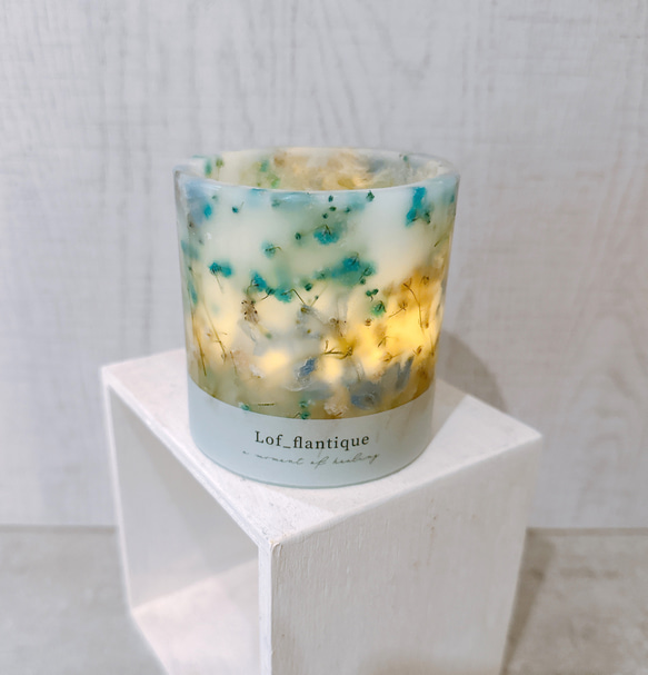 Botanical flower candle(染めかすみ草) LEDティーライトキャンドル付き 送料無料 5枚目の画像