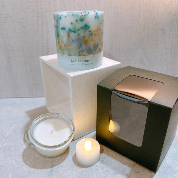 Botanical flower candle(染めかすみ草) LEDティーライトキャンドル付き 送料無料 7枚目の画像