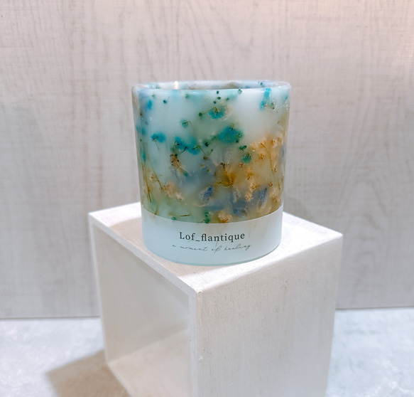 Botanical flower candle(染めかすみ草) LEDティーライトキャンドル付き 送料無料 2枚目の画像