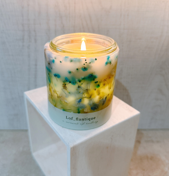 Botanical flower candle(染めかすみ草) LEDティーライトキャンドル付き 送料無料 6枚目の画像