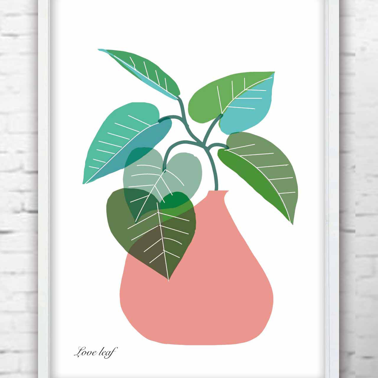 Modern　リーフ　おしゃれ　イラスト　ポスター　A4 A3 A2 A1　アートポスター　アート/sei検索　858