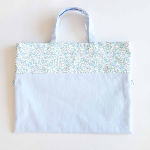 レッスンバッグ スモッキング 刺繍 ブルー リバティ 女の子