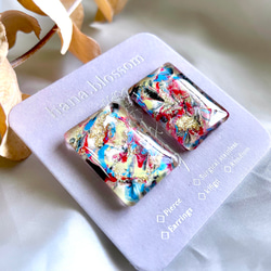 glass rectangle paint art Earrings 6枚目の画像