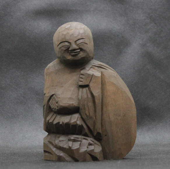 受注製作：布袋さん（布袋尊 14cm) 仏像 円空仏 摸刻 木彫 雕刻 円空