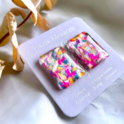 glass rectangle paint art Earrings 6枚目の画像