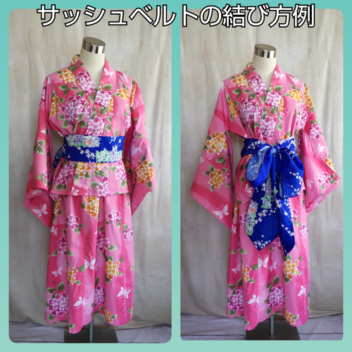浴衣リメイク⭐️セットアップ サッシュベルト シュシュ
