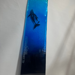 新作　壁掛けアートパネル 鯨の海　ホエール　ブルーシー　クジラの親子　水中90×25 2枚目の画像