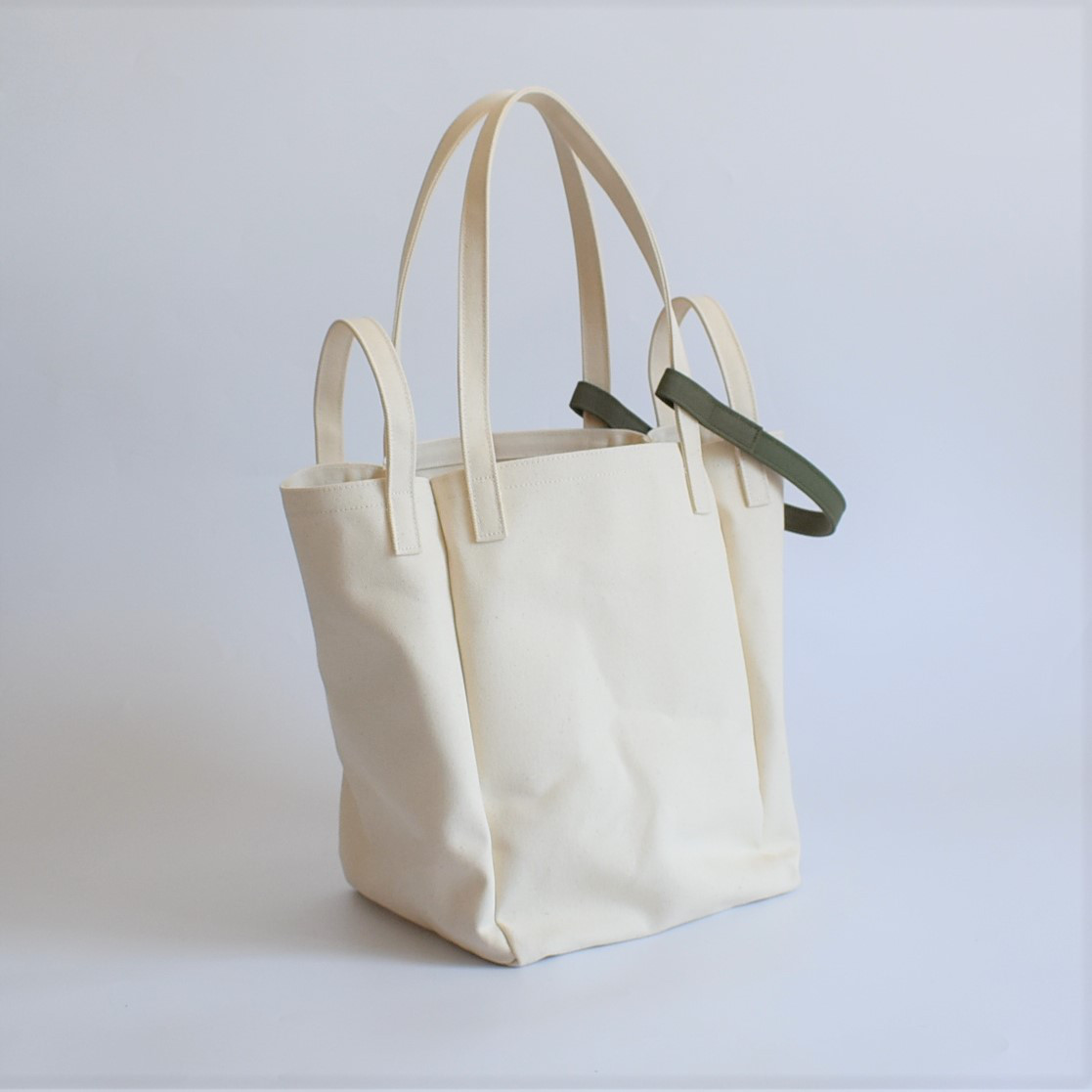DROP2 SHOULDER TOTE BAG（キナリ×オリーブ/カーキ）3WAY ショルダーバッグ 帆布 大容量