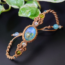 お花の結晶（黄・黒） マクラメ編ネックレス キュービックジルコニア