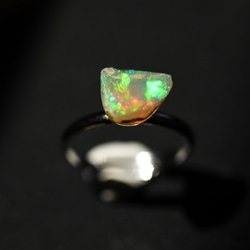 [017 Opal Fest 2023] 蛋白石原礦石均碼戒指天然石材配件 第2張的照片