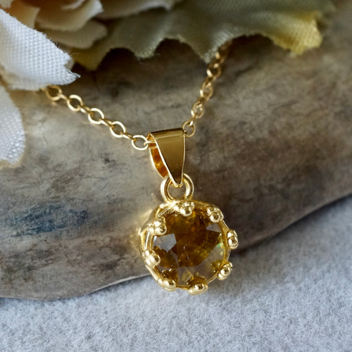 送料無料】7月誕生石 再販x4 ブラウン スフェーン ペンダント