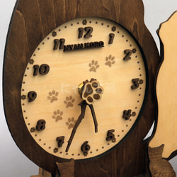 【受注制作】アンティーク調 天然木 親子にゃんこウォールクロック 猫の壁掛時計 卓上時計 8枚目の画像