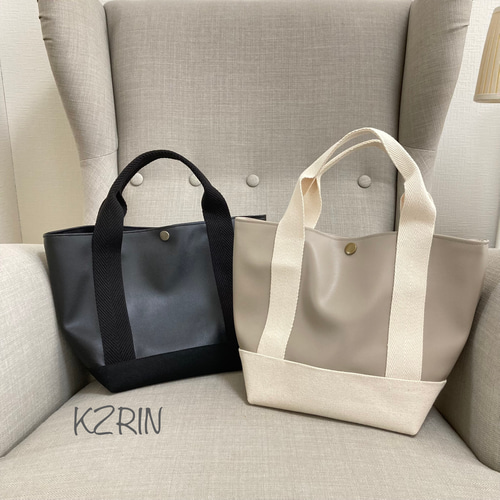 合皮のミニトートバック ベージュ トートバッグ kzrin 通販