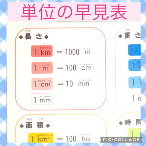 単位早見、計算表　家庭学習　算数教材　 4枚目の画像