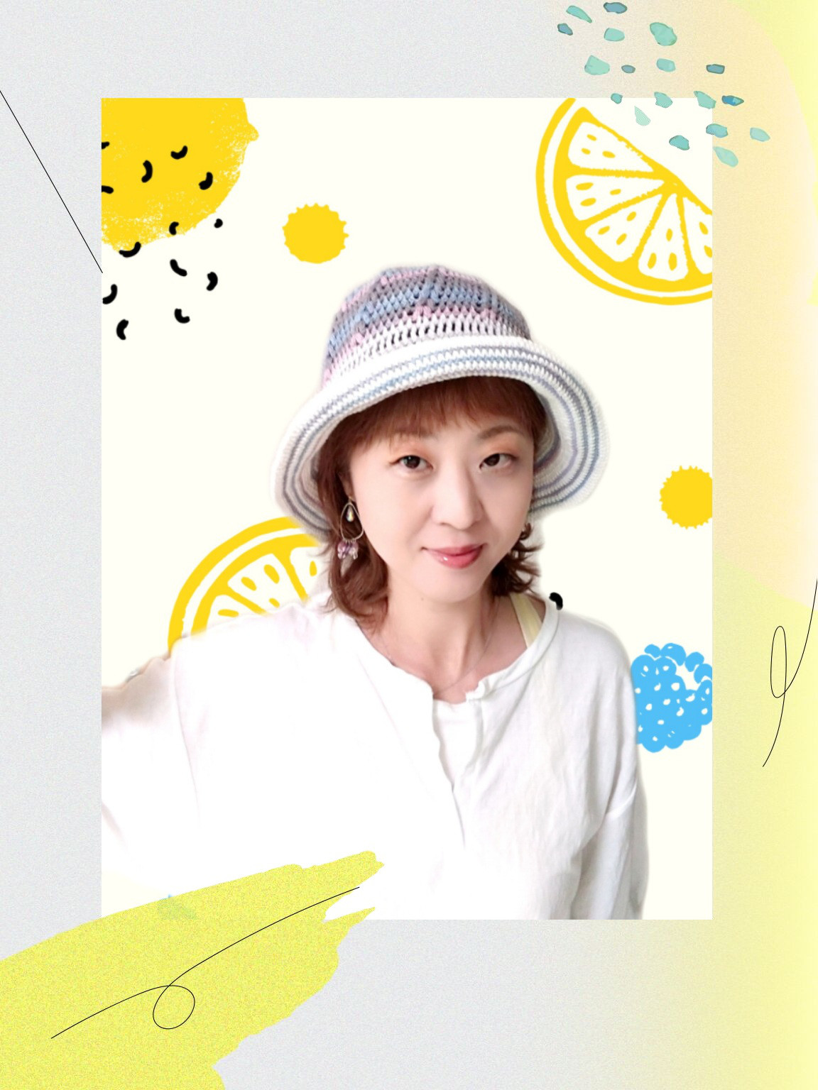 手編みの日よけ付きニット帽♡大人サイズ☆289