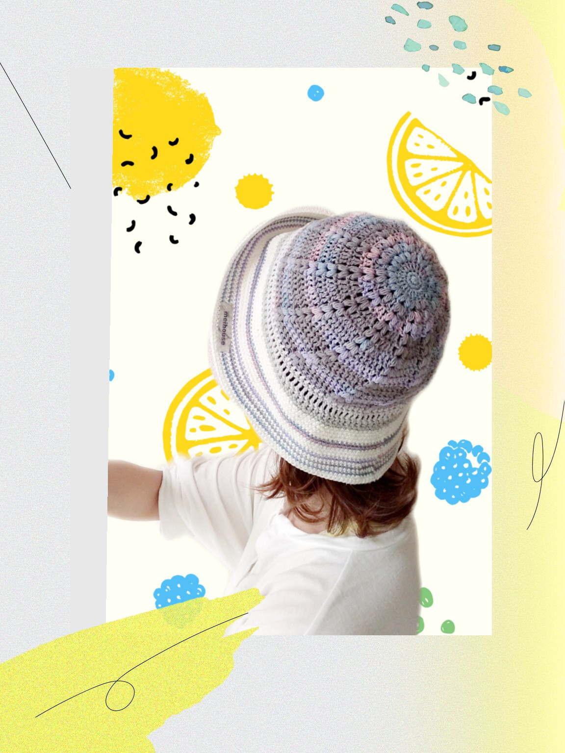 手編みの日よけ付きニット帽♡大人サイズ☆289