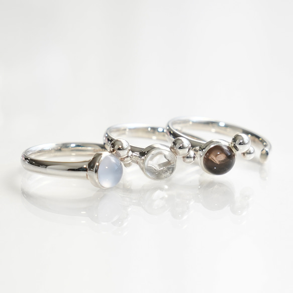 <Herz>Bubble Blue Chalcedony RING / SV925 ≪送料無料≫ 天然石 5枚目の画像