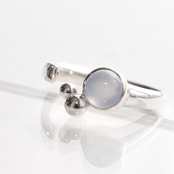 <Herz>Bubble Blue Chalcedony RING / SV925 ≪送料無料≫ 天然石 2枚目の画像