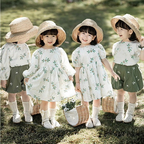 コットン刺繍ガールズ女の子半袖ワンピース100cm 子供服 olive 通販  