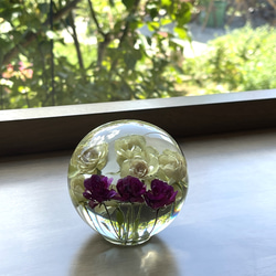 本物のマイクロミニバラの共演/インテリア小物/薔薇/花/固まるハーバリウム/植物標本/球体 直径8cm 311g 5枚目の画像