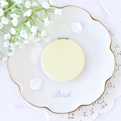 ミモザ コンパクトミラー 鏡 手鏡 花柄 ギフト 名入れ 手鏡 mococonart