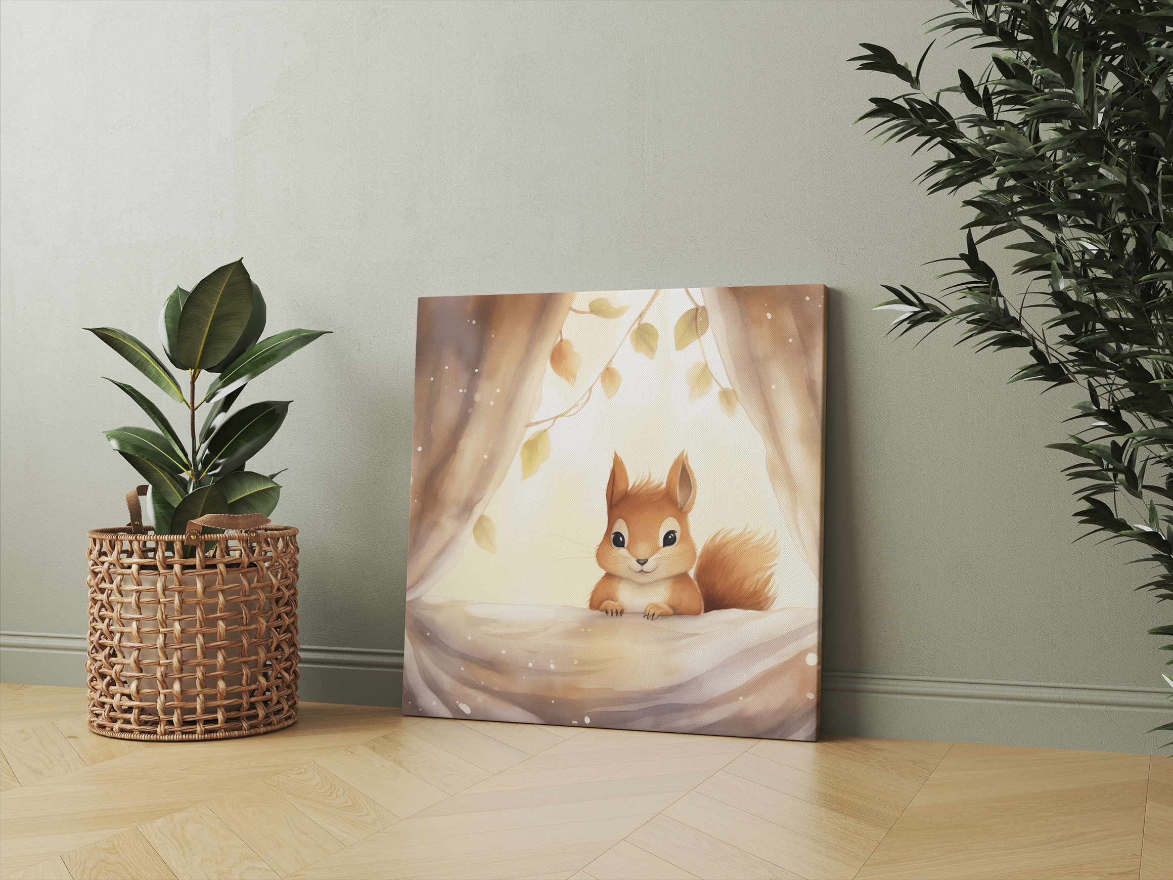 水彩画 リスのひょっこりはん 水彩画 リスのひょっこりはん