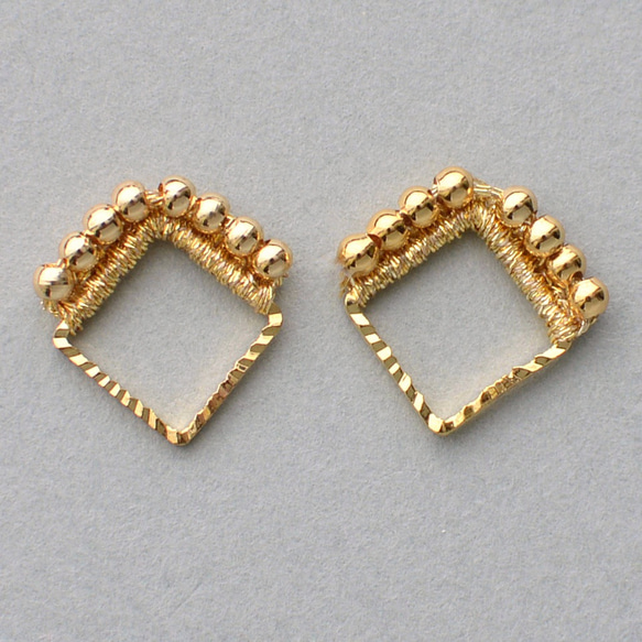 mini square (gold) イヤリング ／ ピアス   シンプル  しかく   フープ 6枚目の画像