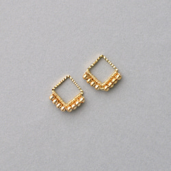 mini square (gold) イヤリング ／ ピアス   シンプル  しかく   フープ 3枚目の画像