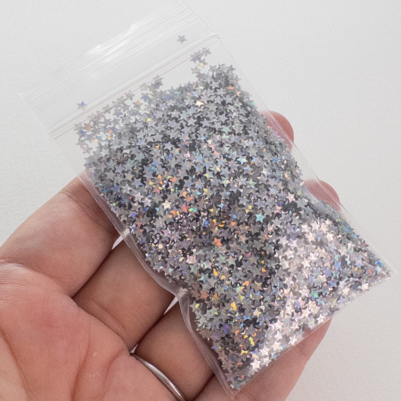 【10g】 極小 スパンコール 2.5mm 星 シルバー シェーカーレジンやガラスボール、ネイルアートに na028 4枚目の画像