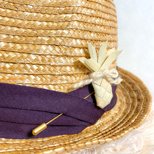 ハワイの伝統工芸ラウハラ編み】 ラウハラ ハットピン ブローチ