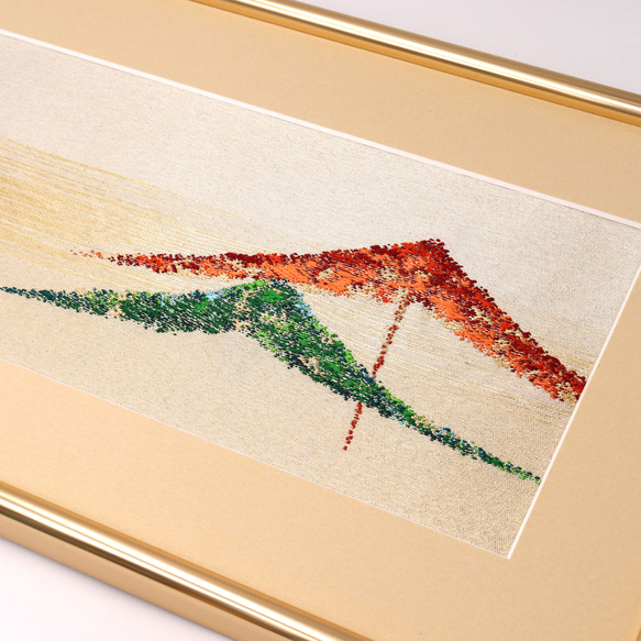 京の錦織　光峯錦織工房　古代の紋様を楽しむ　「金銀彩松」　織物額作品 