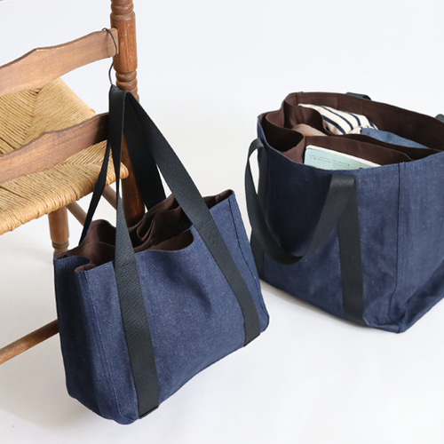 ラスト1 最終SALE Mサイズ 厚地インディゴデニム収納上手