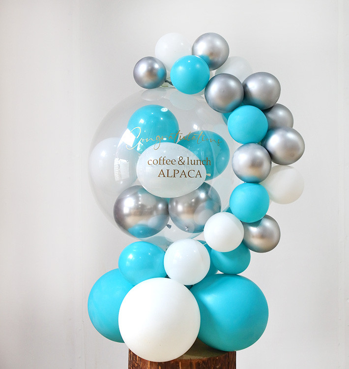 【結婚、誕生日、開店、各種お祝いに】カリビアンブルーのバルーンコロン　ミニ（床置きタイプ）