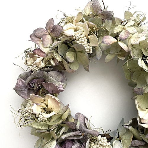 ニュアンスカラーの紫陽花ドライフラワーリース リース Florist lugna 
