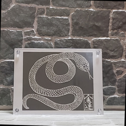 白蛇　切り絵アート フォトスタンド付き 2枚目の画像