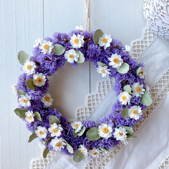 スターチスと花かんざしのお花畑リース ドライフラワー るぅ 通販  