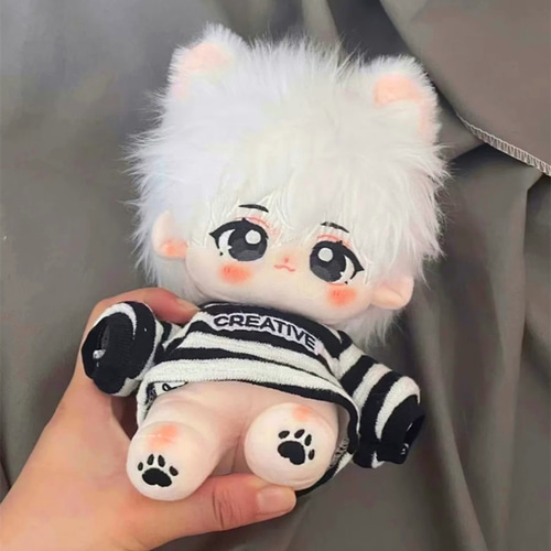 20cmぬいぐるみ 着せ替えぬいぐるみ かわいい 白髪黒目の犬少年 しっぽ