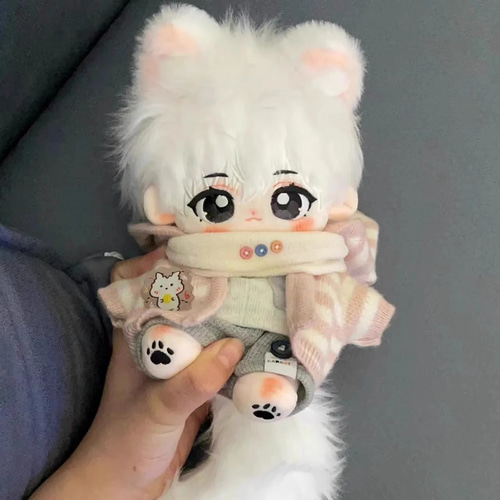 20cmぬいぐるみ 着せ替えぬいぐるみ かわいい 白髪黒目の犬少年