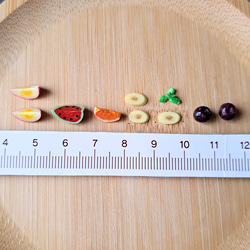 5種類のフルーツとミントのセット　ミニチュア　素材　パーツ 2枚目の画像