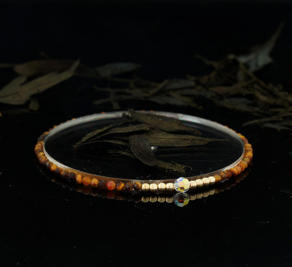 輕奢風黃虎眼石14K包金 GF Swarovski 配珠水晶手鍊 ( Tiger Eye Bracelet ) 第1張的照片