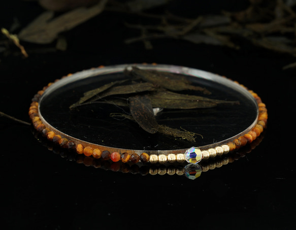 輕奢風黃虎眼石14K包金 GF Swarovski 配珠水晶手鍊 ( Tiger Eye Bracelet ) 第4張的照片