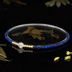 輕奢風青金石14K包金 GF Swarovski 配珠水晶手鍊 ( Lapis Bracelet ) 第2張的照片