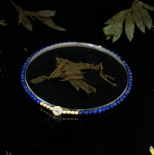 輕奢風青金石14K包金 GF Swarovski 配珠水晶手鍊 ( Lapis Bracelet ) 第4張的照片