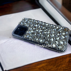 送料無料 ブリング ジュエリー ラインストーン iPhone 全機種対応 Samsung ケース クリア スマホケース 5枚目の画像