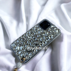 送料無料 ブリング ジュエリー ラインストーン iPhone 全機種対応 Samsung ケース クリア スマホケース 4枚目の画像