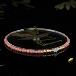 輕奢風紅紋石14K包金 GF Swarovski 配珠水晶手鍊 ( Rhodochrosite  Bracelet ) 第1張的照片