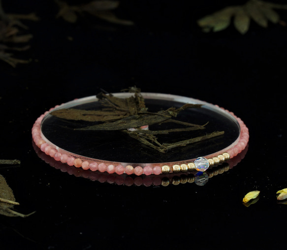 輕奢風紅紋石14K包金 GF Swarovski 配珠水晶手鍊 ( Rhodochrosite  Bracelet ) 第1張的照片