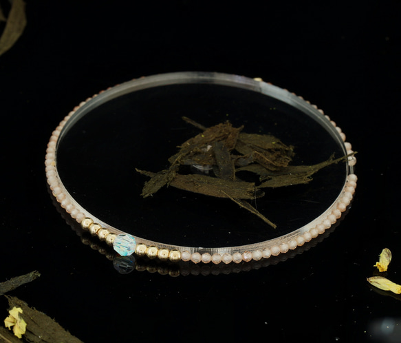 輕奢風香檳鋯石14K包金 GF Swarovski 配珠水晶手鍊 ( Champage Zircon Bracelet 第6張的照片